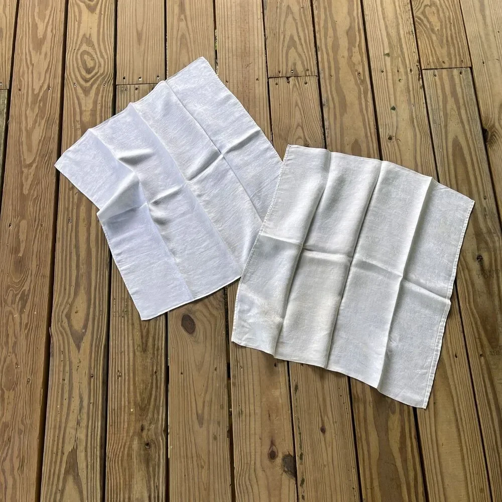 Antique 1920s Cotton Linen Napkins w/ Peony Pattern - Soft & Elegant - Set of 4